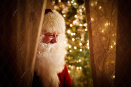 Christmas Window With Santa Claus Digital Backdrop, Holiday Photo Background, Kids Portrait Prop, Photoshop & Canva Template, Photo Editing