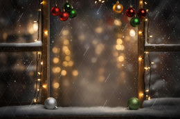 Christmas Window Digital Backdrop, Winter Wonderland Photo Background, Holiday Kids Portrait Prop, Photoshop & Canva Template, Photo Editing