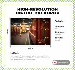 Christmas Train Digital Backdrop, Polar Express Photo Background, Holiday Kids Prop, Winter Wonderland, Photoshop & Canva Template