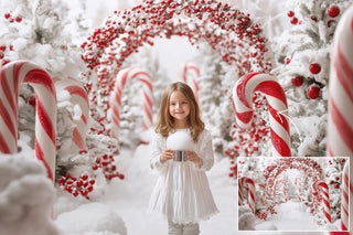 Candyland Christmas Digital Backdrop Bundle, Candy Canes, Winter Wonderland Photo Background, Holiday Kids Prop, Photoshop & Canva Template