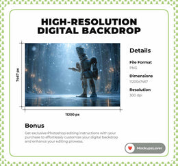 Christmas Nutcracker Ballet Digital Backdrop, Winter Wonderland Photo Background, Holiday Kids Prop, Photoshop & Canva Template