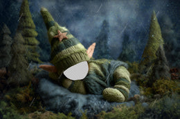 Christmas Baby Elf Face Swap Digital Backdrop, Winter Fantasy Forest, Holiday Photo Background, Newborn Portrait Prop, Photoshop Overlay