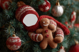 Christmas Gingerbread Baby Face Swap Overlay, Holiday Digital Backdrop, Christmas Cookies Photo Background, Newborn Portrait Prop
