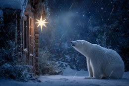 Christmas Digital Backdrop, Polar Bear, North Pole, Winter Wonderland Photo Background, Holiday Kids Prop, Photoshop & Canva Template