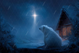 North Pole Digital Backdrop, Polar Bear Photo Background, Christmas Holiday Kids Prop, Star of Bethlehem, Photoshop & Canva Template