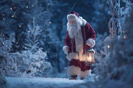 Santa Claus Digital Backdrop, Winter Fantasy Forest Photo Background, Christmas Holiday Kids Prop, Photoshop & Canva Template, Photo Editing