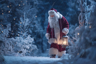 Santa Claus Digital Backdrop, Winter Fantasy Forest Photo Background, Christmas Holiday Kids Prop, Photoshop & Canva Template, Photo Editing