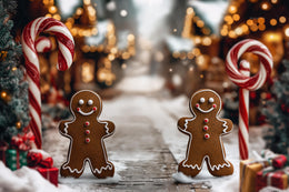 Christmas Cookies Digital Backdrop, Candyland Kids Prop, Holiday Photo Background, Photoshop & Canva Template, Photo Editing