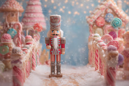 Nutcracker Digital Backdrop, Christmas Candy Cane Photo Background, Holiday Candyland Kids Prop, Winter Wonderland, Photoshop Template