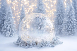 Christmas Glass Globe Digital Backdrop, Winter Wonderland Newborn Photo Background, Holiday Baby Prop, Photoshop & Canva Template