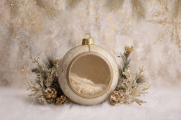 Golden Christmas Ball Digital Backdrop, Newborn Photo Background, Holiday Baby Prop, Winter Wonderland, Photoshop Template, Photo Editing