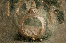 Christmas Ornament Newborn Digital Backdrop, Green Studio Photo Background, Holiday Baby Prop, Photoshop & Canva Template, Photo Editing