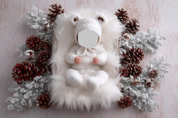 Christmas Newborn Teddy Bear Digital Backdrop, Face Swap Overlay, Studio Photo Background, Holiday Baby Prop, Photoshop & Canva Template