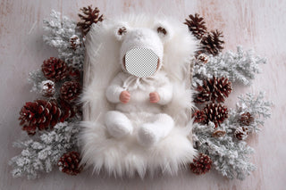 Christmas Newborn Teddy Bear Digital Backdrop, Face Swap Overlay, Studio Photo Background, Holiday Baby Prop, Photoshop & Canva Template
