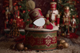 Newborn Christmas Digital Backdrop, Custom Nutcracker, Face Swap Overlay, Red Studio Photo Background, Holiday Baby Prop, Photoshop Template