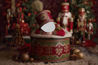 Newborn Christmas Digital Backdrop, Custom Nutcracker, Face Swap Overlay, Red Studio Photo Background, Holiday Baby Prop, Photoshop Template