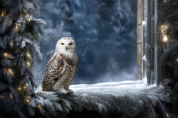 Winter Wonderland Digital Backdrop, Woodland Creatures Photo Background, Wise Owl, Christmas Window, Holiday Kids Prop, Photoshop Template