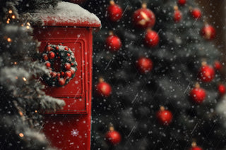 Red Christmas Mail Box Digital Backdrop, Letter To Santa Photo Background, Holiday Kids Prop, Photoshop & Canva Template, Photo Editing