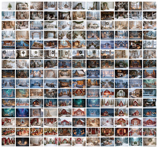200 Nordic Christmas Digital Backdrops, Mega Bundle, Winter Wonderland Photo Background, Holiday Kids Prop, Photoshop & Canva Template