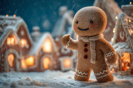 Christmas Cookies Digital Backdrop, Giant Gingerbread Photo Background, Winter Wonderland, Holiday Kids Prop, Photoshop & Canva Template