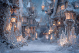 Christmas Village Digital Backdrop, Frozen Photo Background, Winter Wonderland, Holiday Kids Prop, Photoshop & Canva Template, Photo Editing