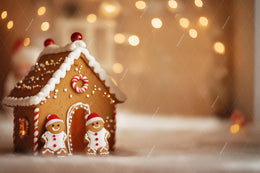 Gingerbread House Digital Backdrop, Christmas Cookies Photo Background, Holiday Kids Prop, Photoshop & Canva Template, Bokeh, Photo Editing