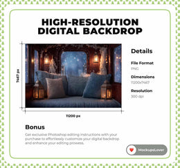 Christmas Train Digital Backdrop, Polar Express, North Pole Photo Background, Holiday Kids Prop, Winter Wonderland, Photoshop Template