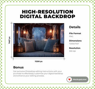Christmas Train Digital Backdrop, Polar Express, North Pole Photo Background, Holiday Kids Prop, Winter Wonderland, Photoshop Template