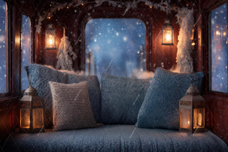 Christmas Train Digital Backdrop, Polar Express, North Pole Photo Background, Holiday Kids Prop, Winter Wonderland, Photoshop Template