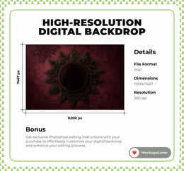 Red Christmas Baby Digital Backdrop, Studio Photo Background, Holiday Newborn Prop, Photoshop & Canva Template, Photo Editing