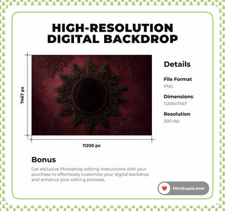 Red Christmas Baby Digital Backdrop, Studio Photo Background, Holiday Newborn Prop, Photoshop & Canva Template, Photo Editing