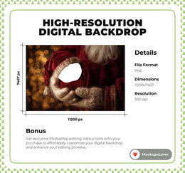 Christmas Baby Face Swap Overlay, Santa Claus Digital Backdrop, Holiday Photo Background, Newborn Portrait Prop, Photoshop & Canva Template