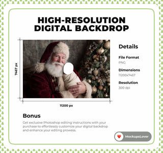Christmas Baby Face Swap Overlay, Santa Claus Digital Backdrop, Studio Photo Background, Holiday Newborn Boy Girl Prop, Photoshop Template