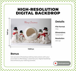 First Christmas Baby Digital Backdrop, White Studio Photo Background, Snowmen, Holiday Newborn Prop, Winter Wonderland, Photoshop Template