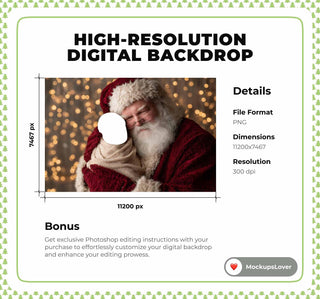 Christmas Baby Face Swap Overlay, Newborn With Santa Claus Digital Backdrop, Studio Photo Background, Holiday Portrait Prop, Canva Template