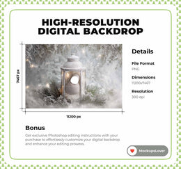 Christmas Lantern Newborn Digital Backdrop, Face Swap Overlay, Winter Wonderland Photo Background, Holiday Baby Prop, Photoshop Template