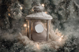 Christmas Lantern Baby Face Swap Overlay, Winter Wonderland Digital Backdrop, Holiday Photo Background, Newborn Prop, Canva Template