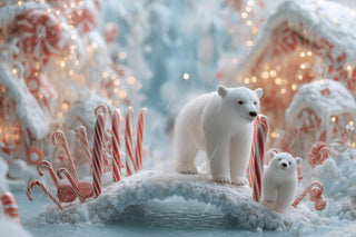 Candyland Digital Backdrop, Polar Bears, North Pole Photo Background, Christmas Holiday Kids Prop, Photoshop & Canva Template, Photo Editing