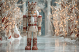 Christmas Giant Nutcracker Digital Backdrop, Winter Wonderland Photo Background, Holiday Kids Prop, Photoshop & Canva Template