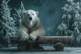 Forest Polar Bear Digital Backdrop, North Pole Photo Background, Christmas Holiday Kids Prop, Winter Wonderland, Photoshop & Canva Template