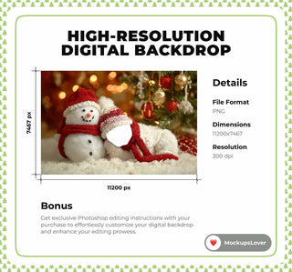 Christmas Baby Snowman Face Swap Overlay, Winter Wonderland Digital Backdrop, Holiday Photo Background, Newborn Portrait Prop