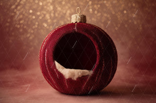 First Christmas Baby Digital Backdrop, Christmas Ball Photo Background, Red Studio, Holiday Newborn Boy Girl Prop, Photoshop/Canva Template