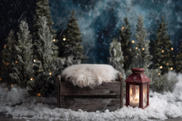 Winter Wonderland Newborn Digital Backdrop, Christmas Baby Photo Background, Forest Holiday Prop, Photoshop & Canva Template, Photo Editing