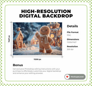 Giant Christmas Gingerbread Digital Backdrop, Christmas Cookies, Holiday Village Photo Background, Candyland Kids Props, Winter Wonderland