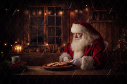 Christmas Kitchen Bakery Digital Backdrop, Santa Claus Photo Background, Christmas Cookies, Holiday Kids Prop, Photoshop & Canva Template