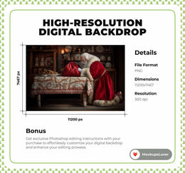 Fun Christmas Bakery Digital Backdrop, Santa Claus, Christmas Kitchen, Winter Wonderland Photo Background, Holiday Prop, Photoshop Template
