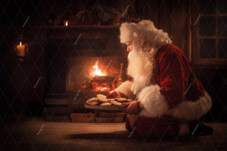 Cozy Christmas Digital Bakery Backdrop, Santa Claus Photo Background, Christmas Cookies, Holiday Kids Prop, Photoshop & Canva Template