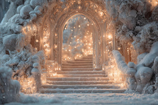 Winter Wonderland Digital Photo Background, Arch Backdrop, Christmas Holiday Kids Prop, Photoshop & Canva Template, Photo Editing