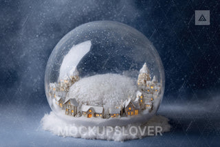 Winter Newborn Digital Backdrop, Christmas Glass Globe Photo Background, Holiday Studio Baby Boy Girl Prop, Photoshop & Canva Template