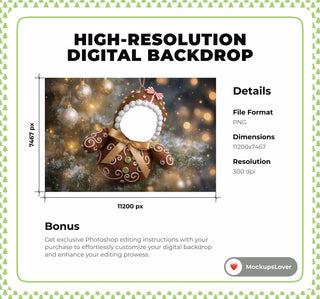 First Christmas Baby Face Swap Overlay, Christmas Gingerbread Cookie Digital Backdrop, Holiday Photo Background, Newborn Portrait Prop